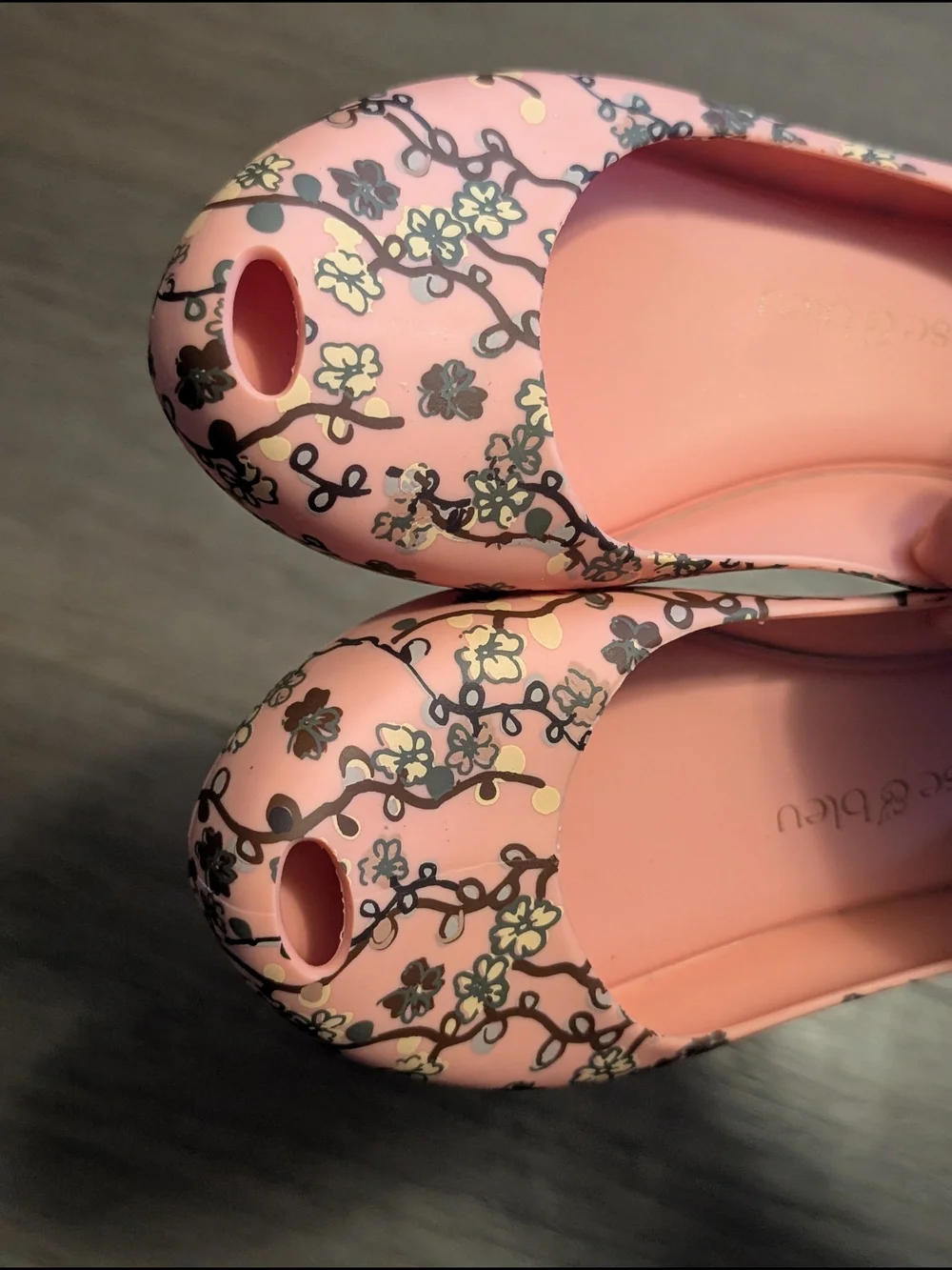 Melissa Pink Floral Peep-Toe Ballet Flats Size 2